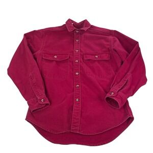 Gander Mountain Chamois Cotton Button Up Shirt Maroon Heavyweight Men's Small